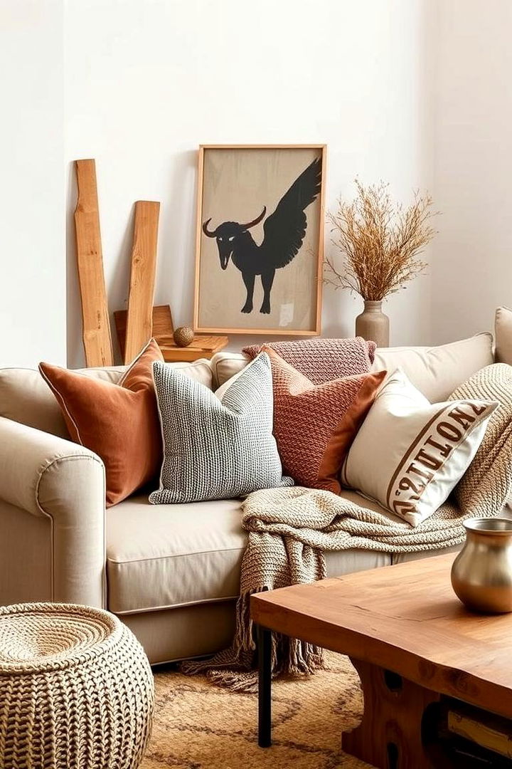 Textural Layering Appeal - 22 Beige Couch Living Room Ideas
