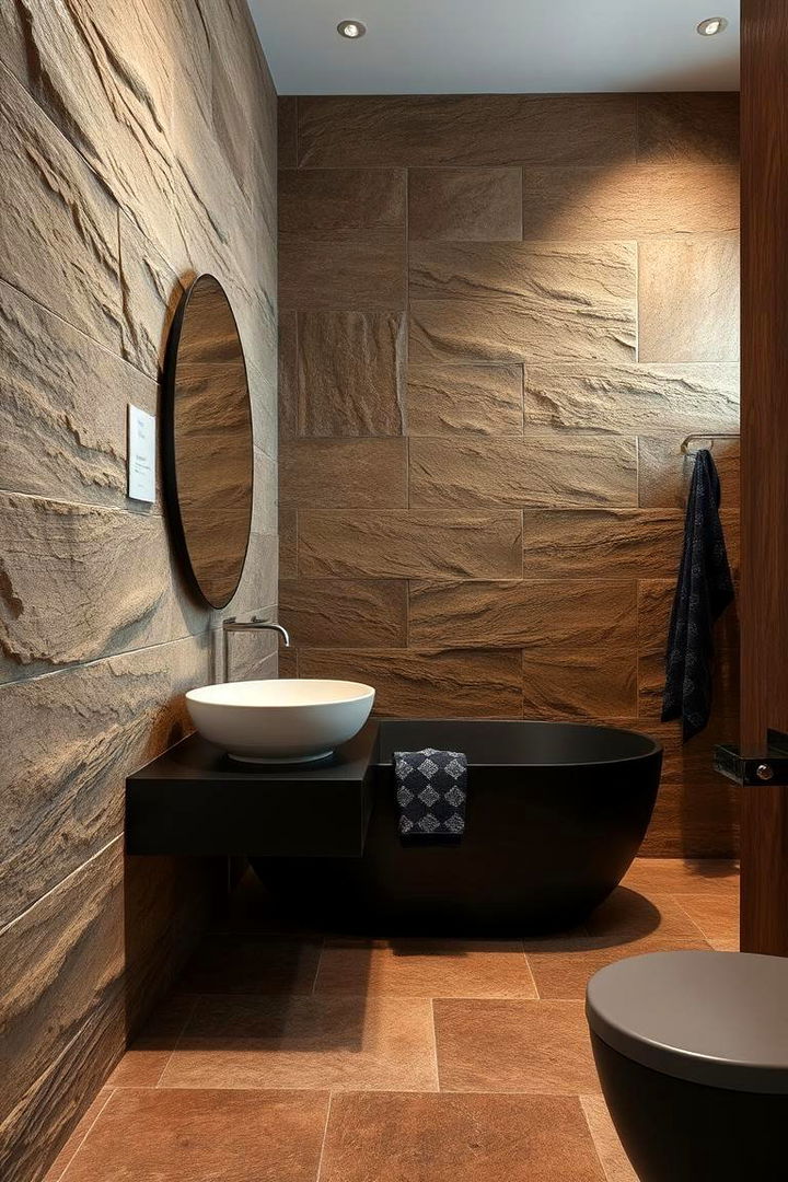 Textural Pattern Play - 22 brown and black bathroom ideas