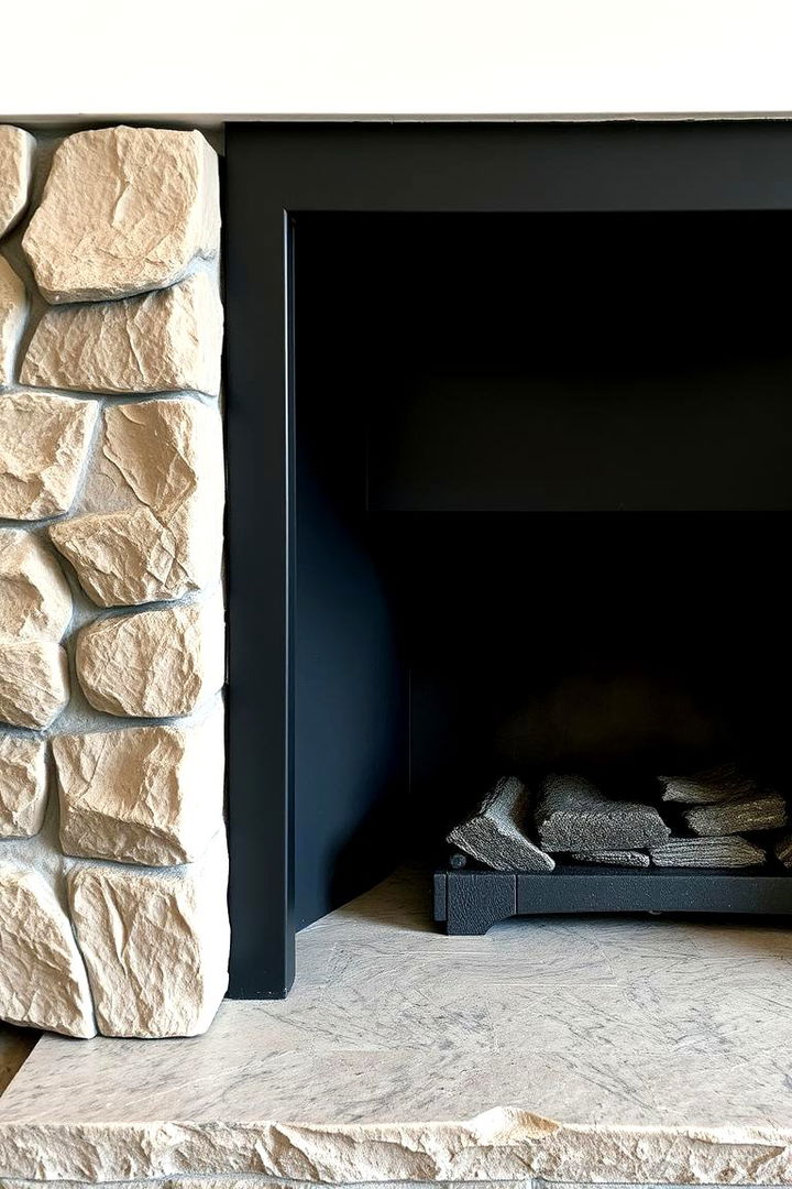 Textural Play in Black Fireplaces - 22 Black Fireplace Ideas