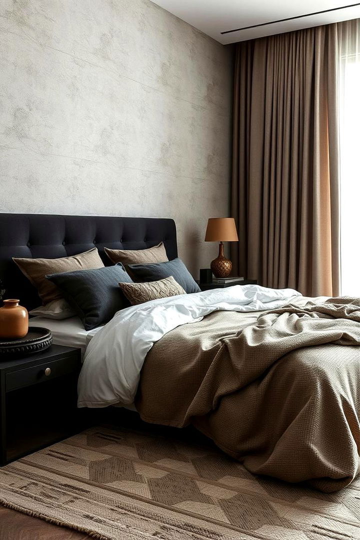 Textural Wonderland with Layered Comfort - 22 Black and Brown Bedroom Ideas