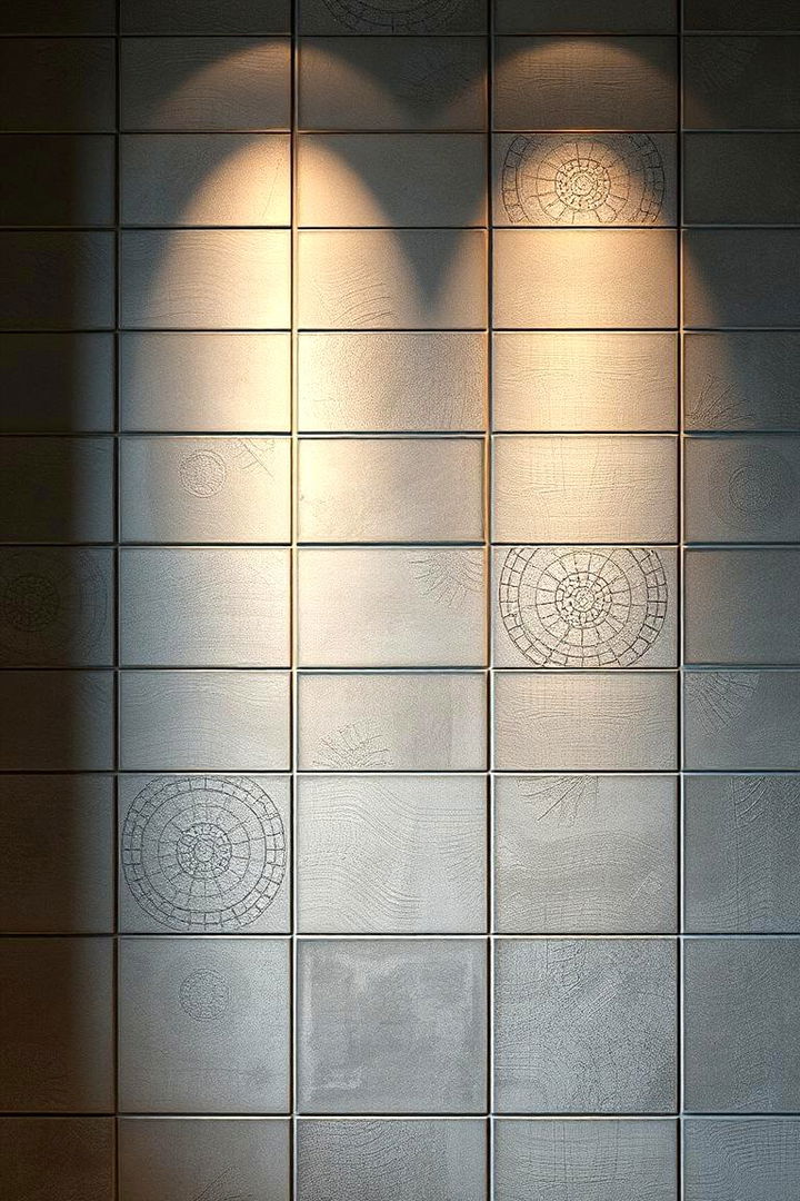 Textured Accent Walls - 22 Grey Tile Bathroom Ideas