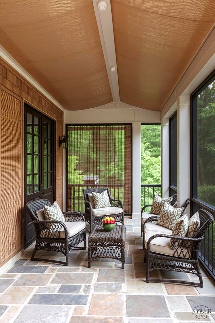 Textured Accents - 22 Small Screened-in Porch Ideas
