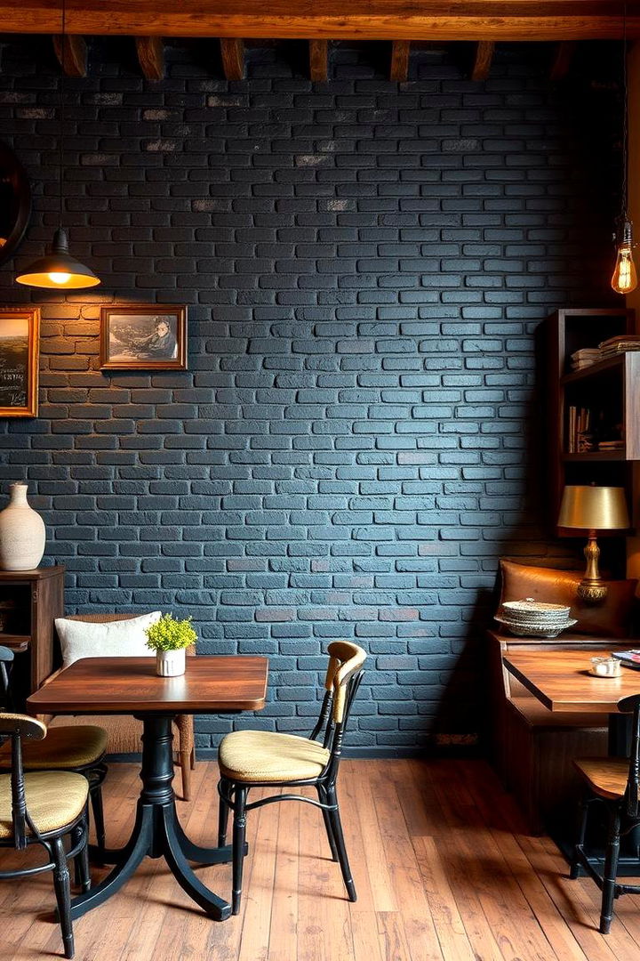 Textured Black Brick Wall - 22 Black Accent Wall Ideas