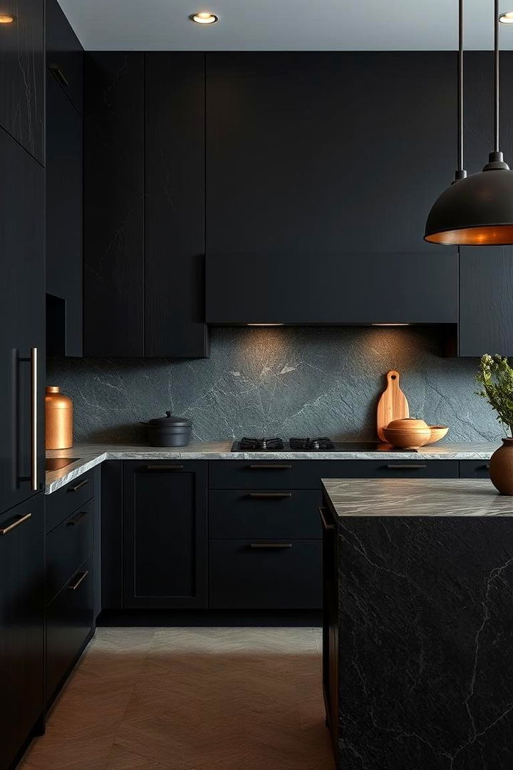 Textured Black Finishes Kitchen - 22 Dark Kitchen Ideas