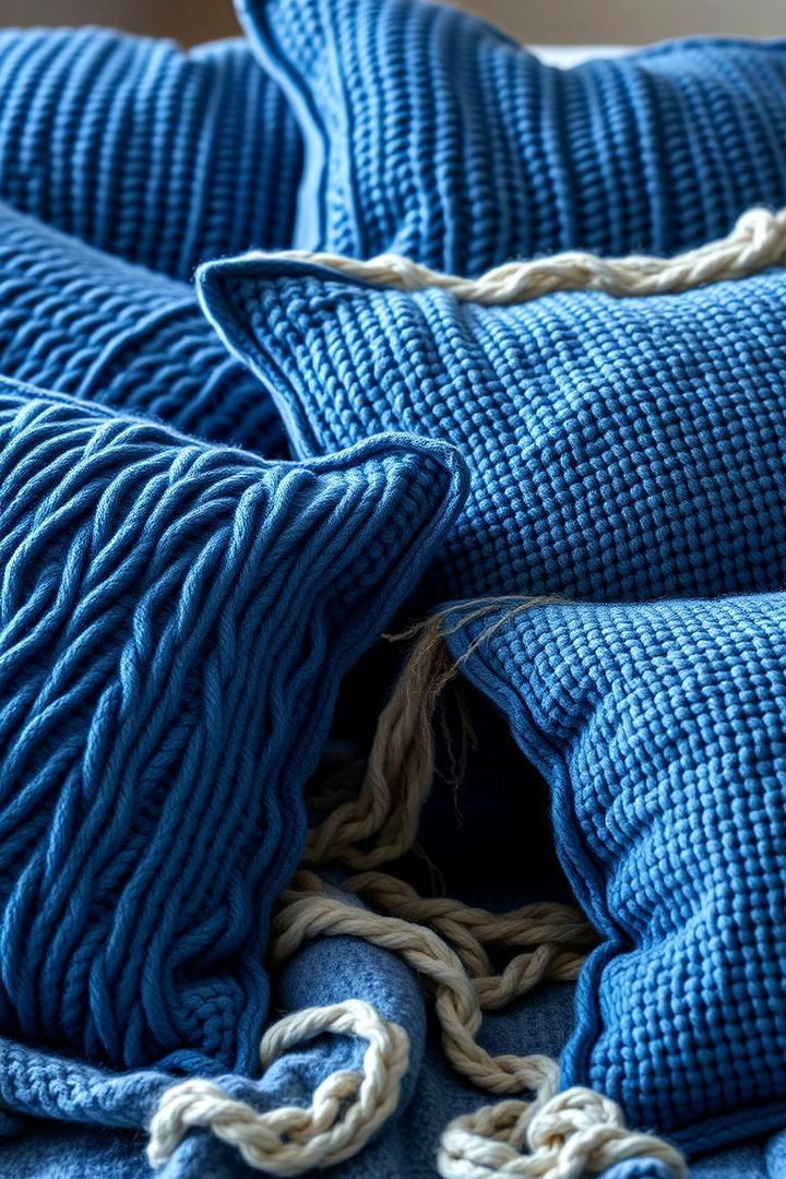 Textured Blue Fabrics - 22 Blue Living Room Ideas
