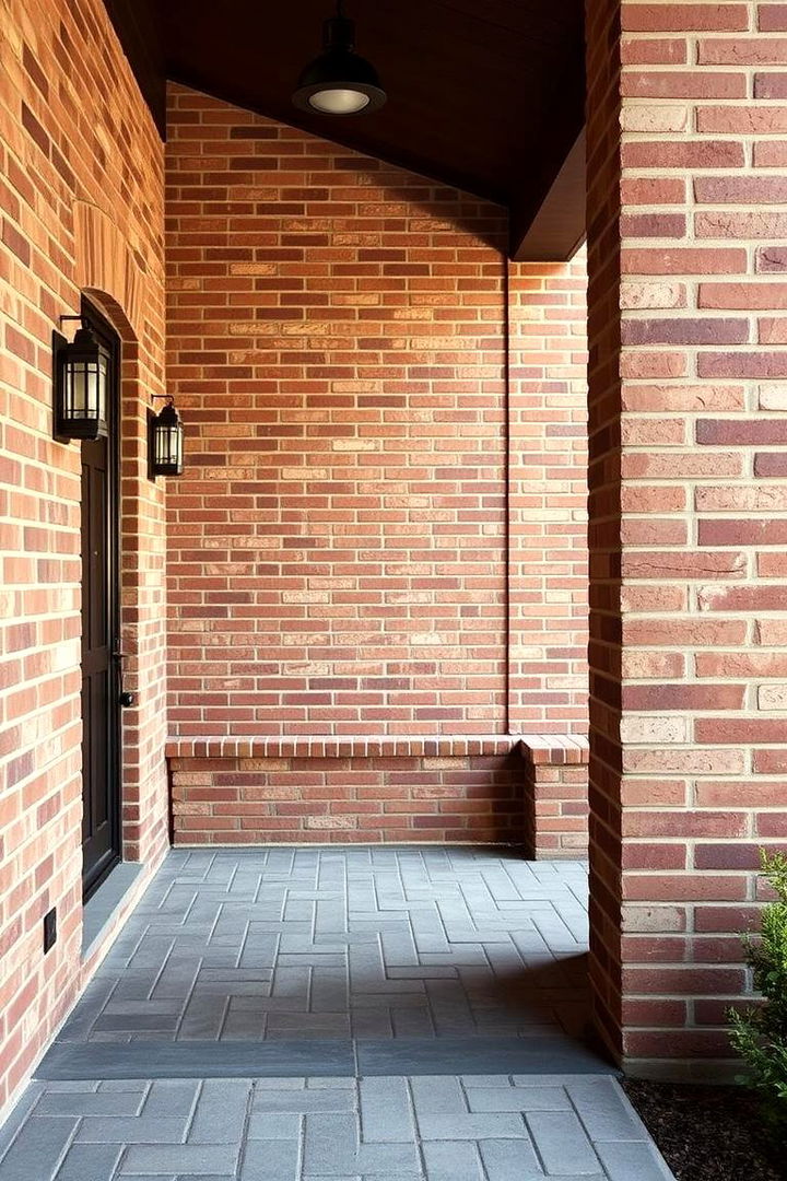 Textured Brick Design Car Porch - 22 Car Porch Design Ideas