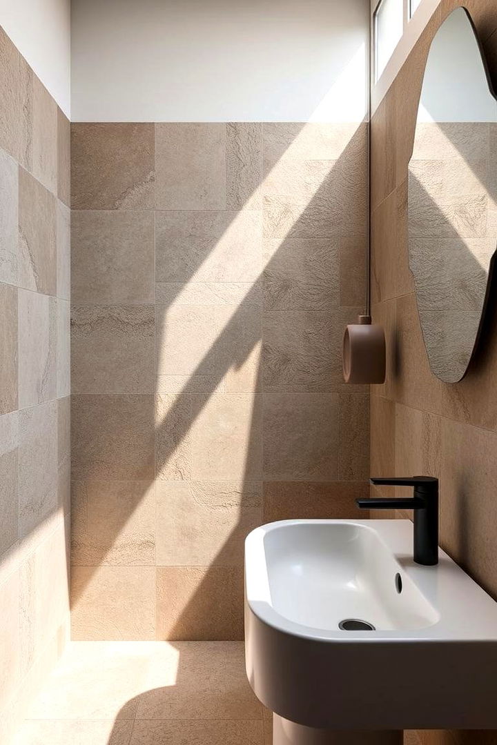 Textured Cement Tiles - 22 Powder Room Floor Tile Ideas