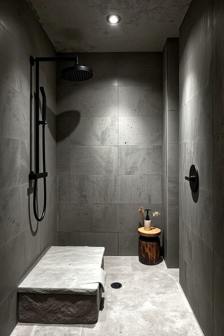 Textured Concrete Elements - 22 Rustic Walk-in Shower Ideas