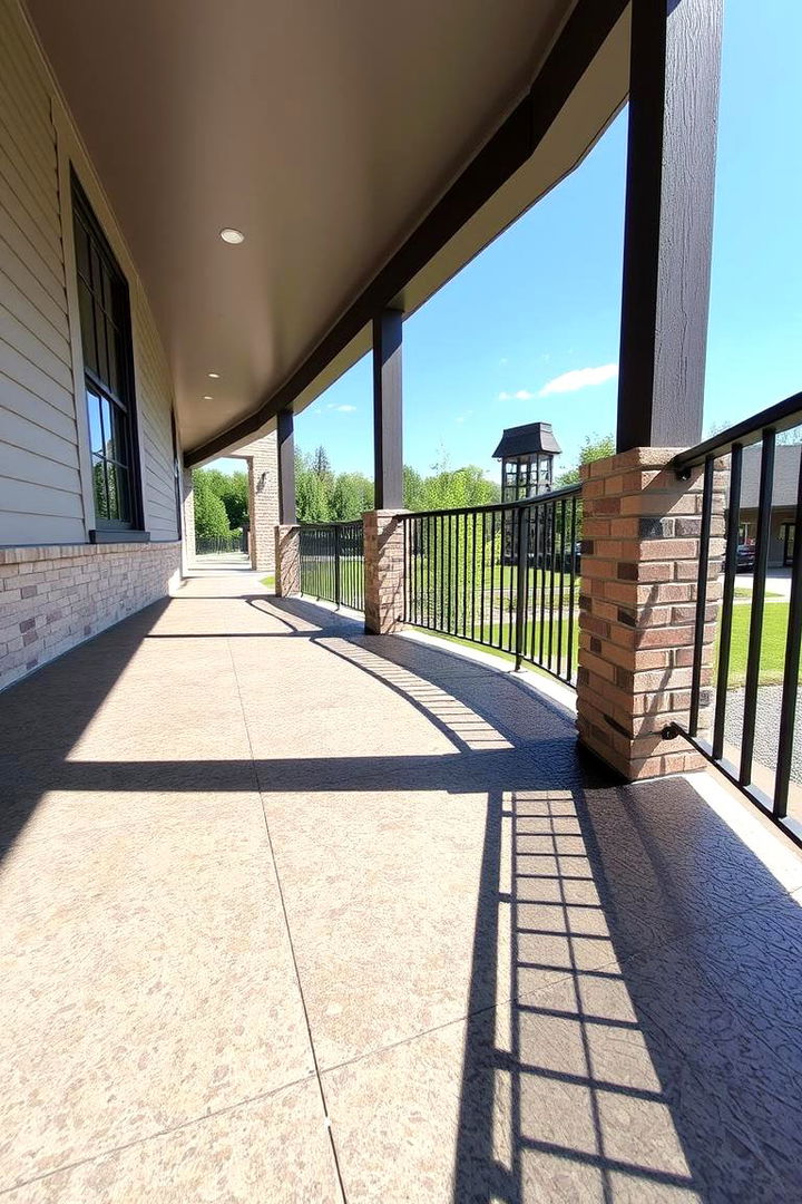 Textured Concrete Finishes - 22 Barndominium Front Porch Ideas