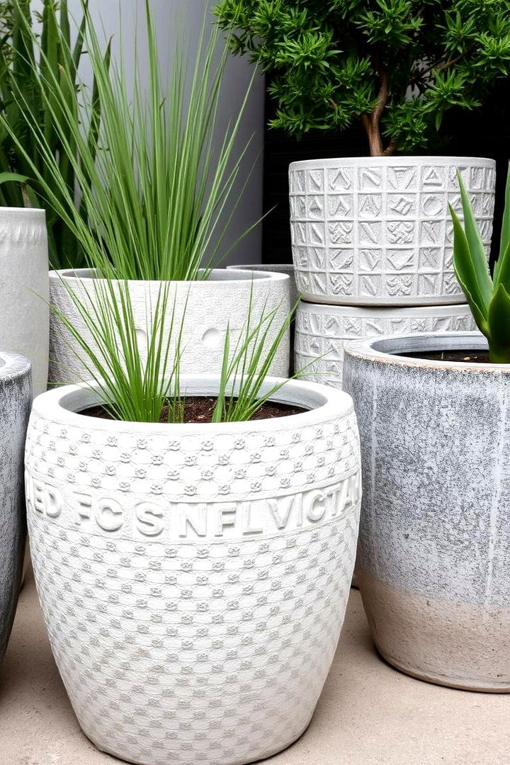 Textured Concrete Pots - 22 Concrete Garden Ideas