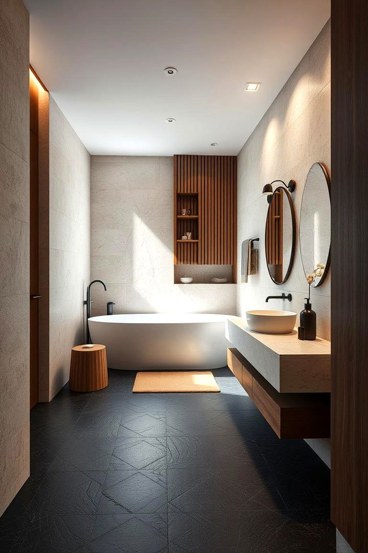 Textured Detail Excellence - 22 Black Floor Bathroom Ideas
