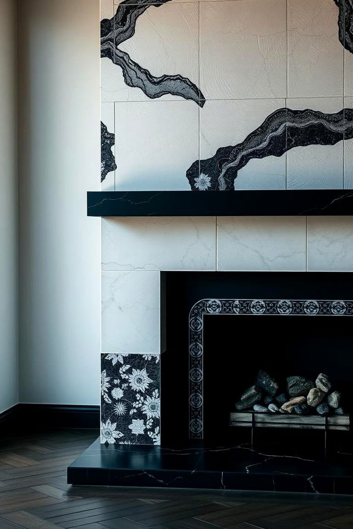 Textured Elements for a Dynamic Look - 22 Black and White Fireplace Ideas
