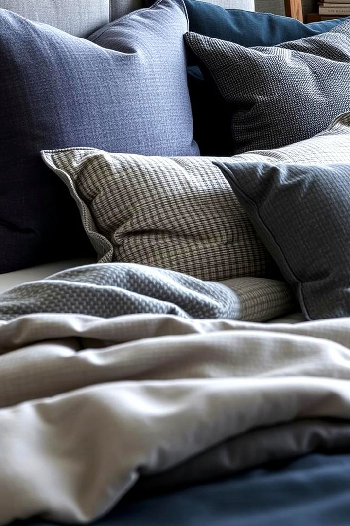 Textured Fabric Innovations - 22 Navy Blue and Grey Bedroom Ideas