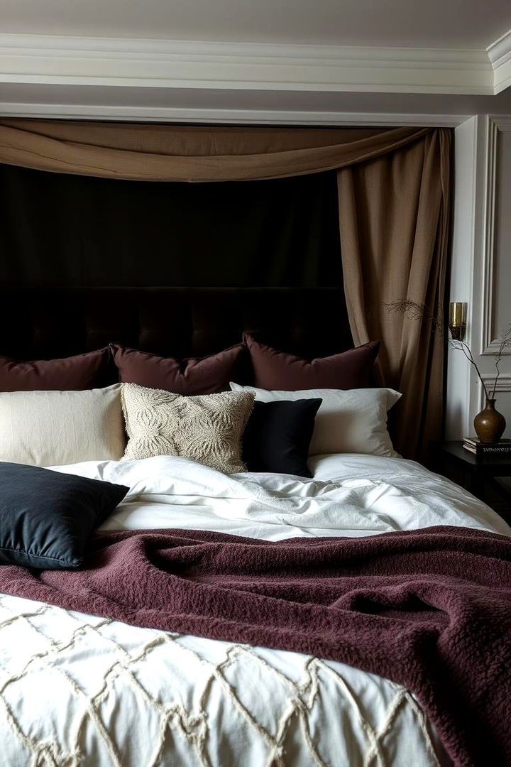 Textured Fabric Layers - 22 Dark Boho Bedroom Ideas