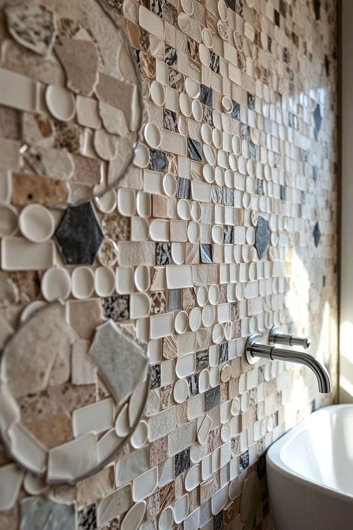 Textured Facet Mosaic - 22 Bathroom Mosaic Floor Tile Ideas
