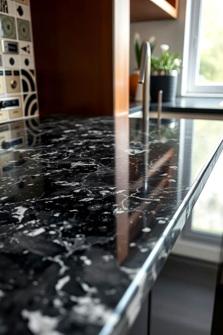 Textured Finishes - 22 Black Granite Countertops Kitchen Ideas