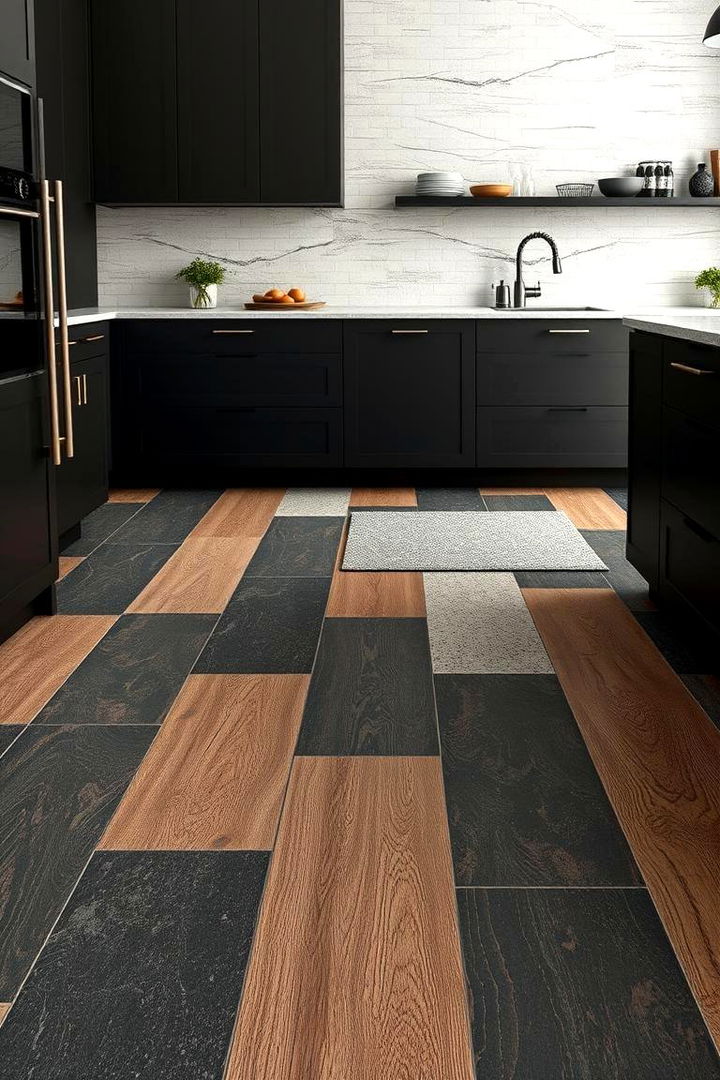 Textured Flooring Designs - 22 Black and Brown Kitchen Ideas