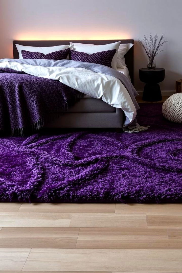 Textured Floors and Plush Carpets - 22 Dark Purple Bedroom Ideas
