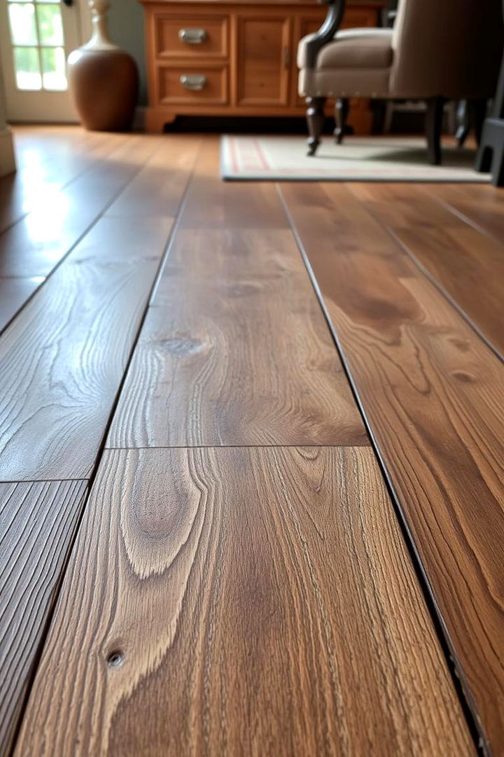 Textured Hand Scraped Looks - 22 Living Room Wood Floor Ideas