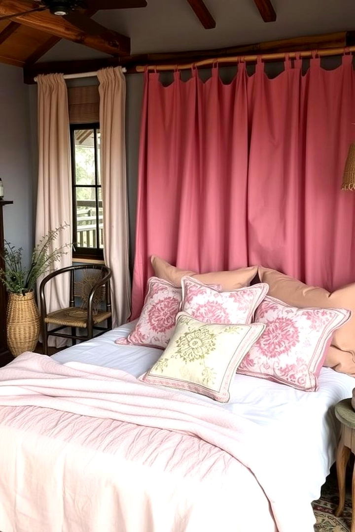 Textured Layering Look - 22 Pink Boho Bedroom Ideas