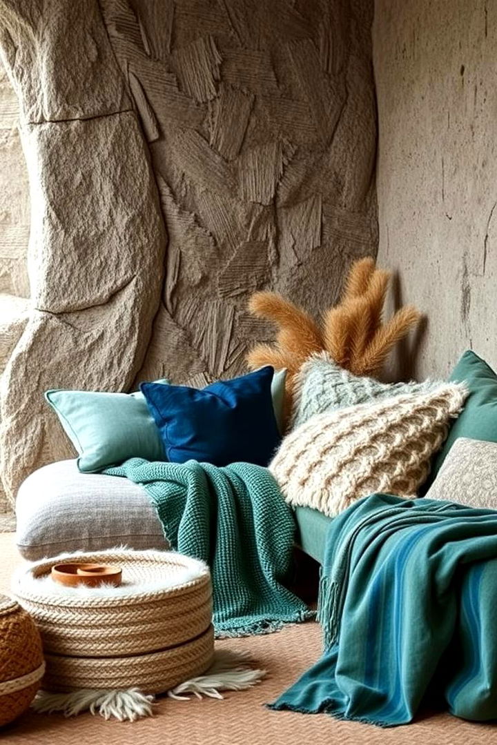 Textured Layers of Blue and Green - 22 blue and green bedroom ideas