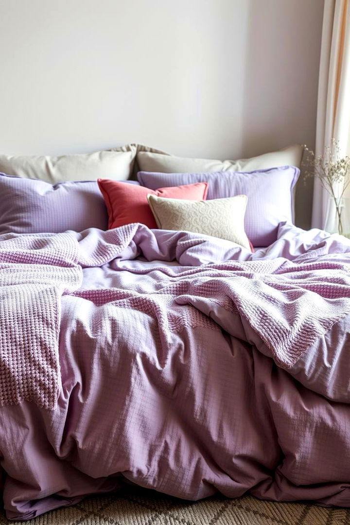 Textured Lilac Bedding - 22 Lilac Bedroom Ideas