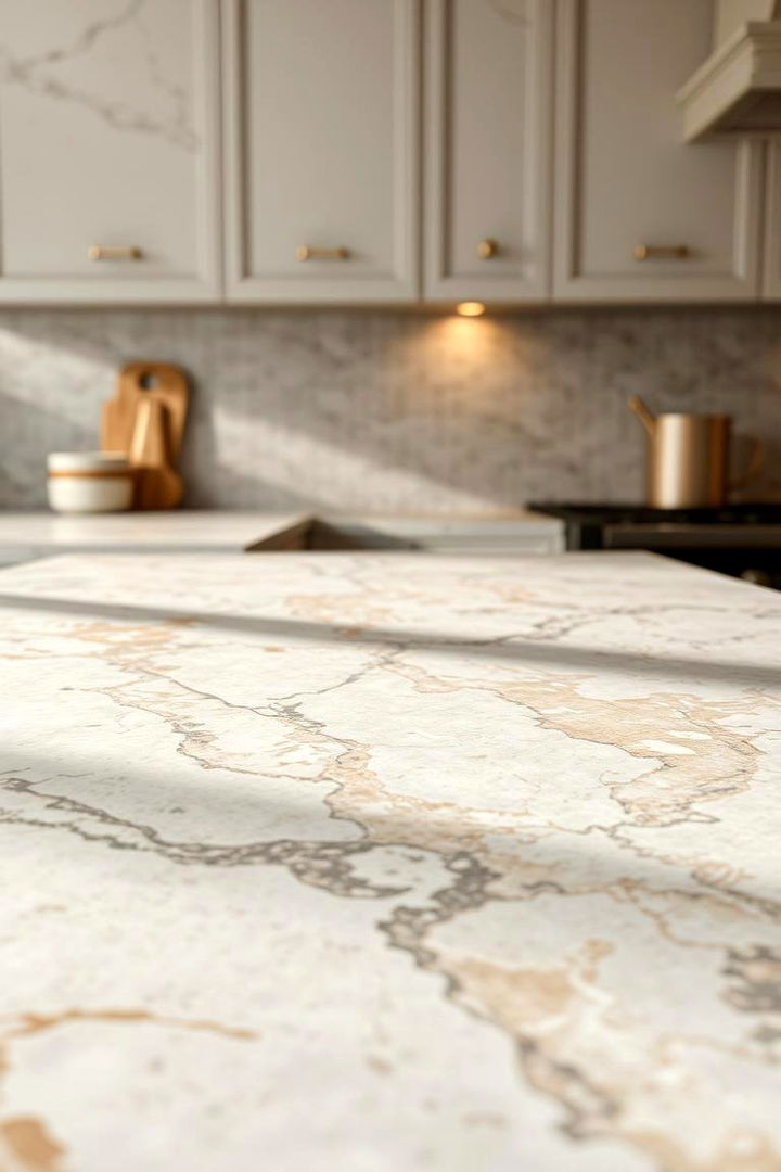 Textured Marble Finishes - 22 Marble Kitchen Floor Ideas