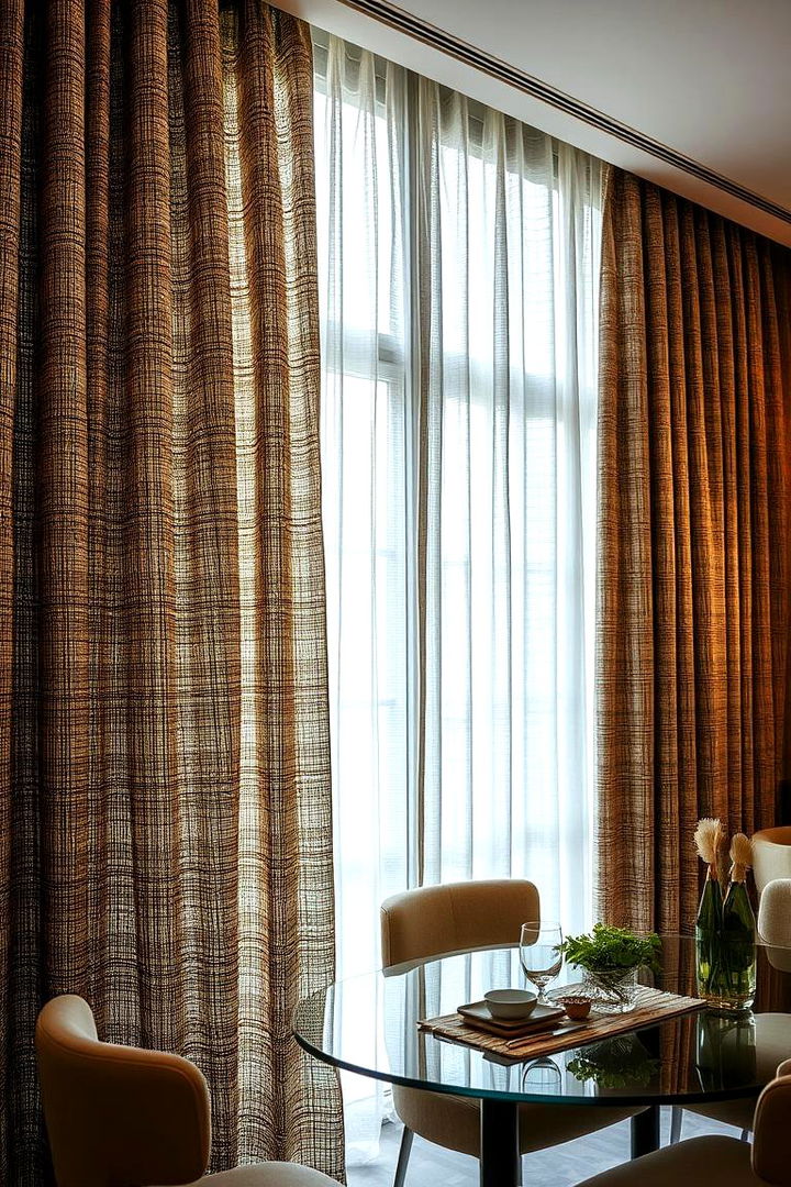 Textured Materials for Depth and Character - 22 Dining Room Curtain Ideas