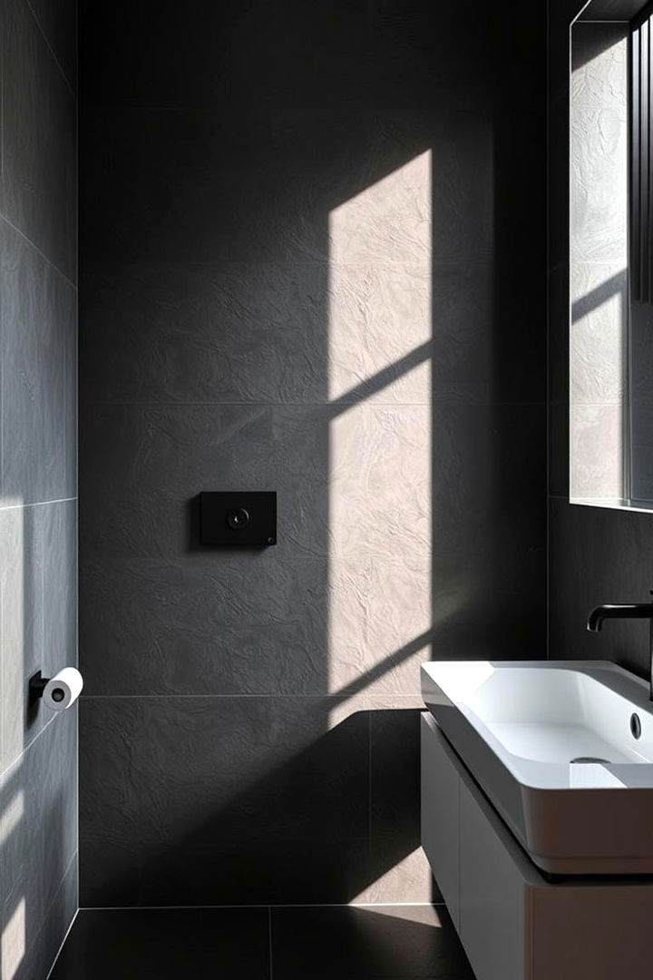 Textured Matte Finish - 22 Black and White Bathroom Tile Ideas