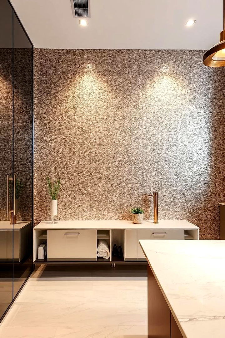 Textured Metallic Finishes - 22 Living Room Wallpaper Ideas