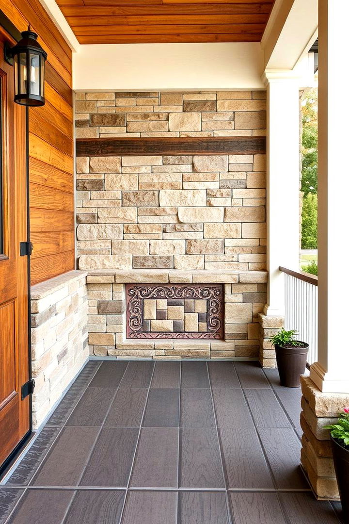 Textured Mixed Materials - 22 Raised Ranch Front Porch Ideas