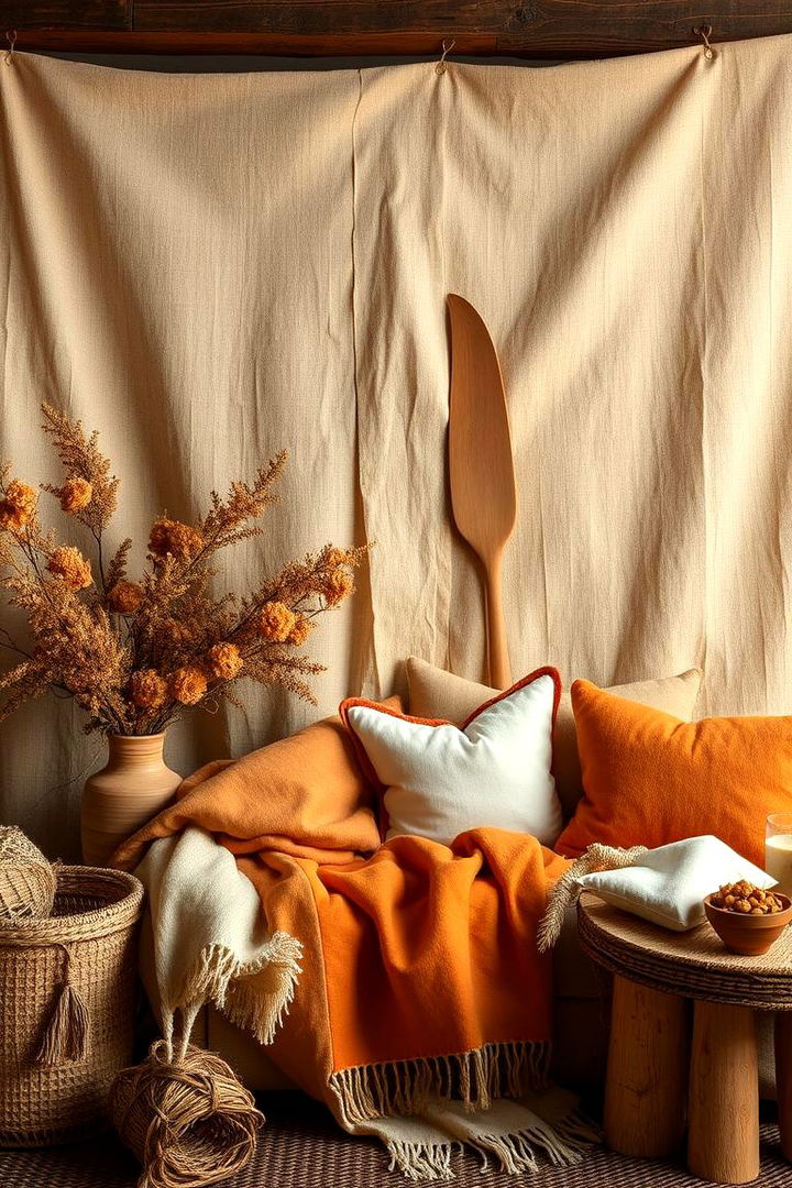 Textured Natural Fabrics - 22 Boho Burnt Orange Bedroom Ideas