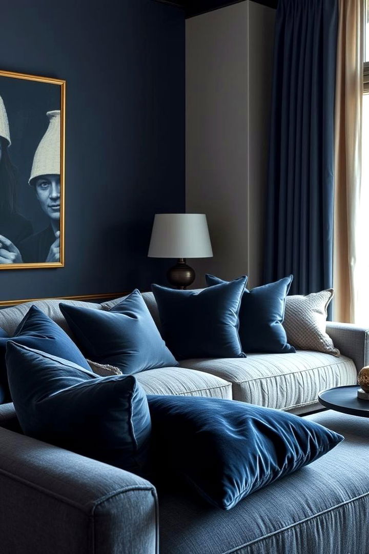 Textured Navy Fabrics - 22 Navy Living Room Ideas