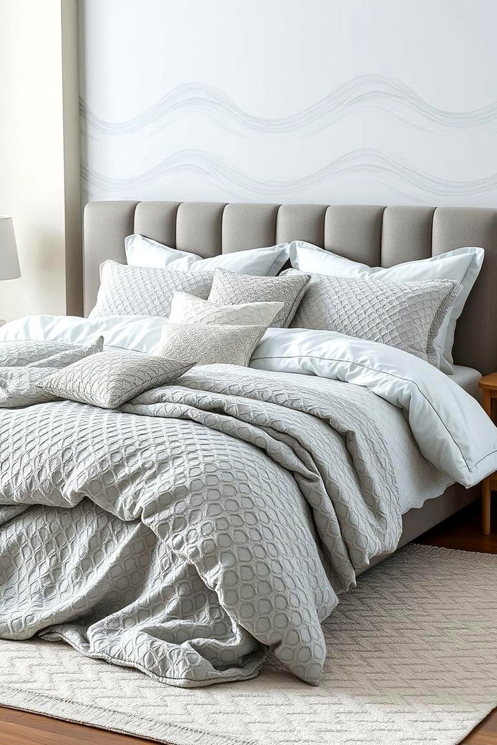Textured Ocean Waves Bedding - 22 Ocean-themed Bedroom Ideas