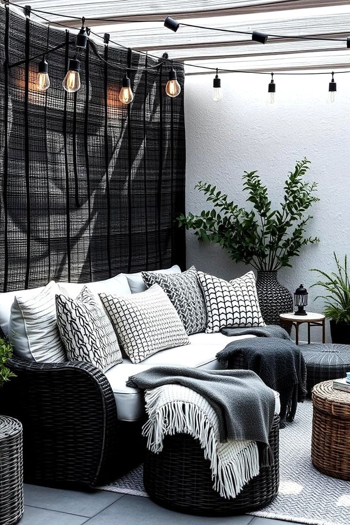 Textured Outdoor Fabrics - 22 Black and White Patio Ideas