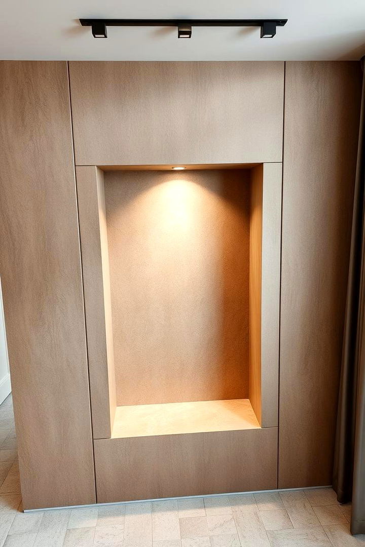 Textured Panels Framing Modern Niches - 22 Wall Niche Ideas