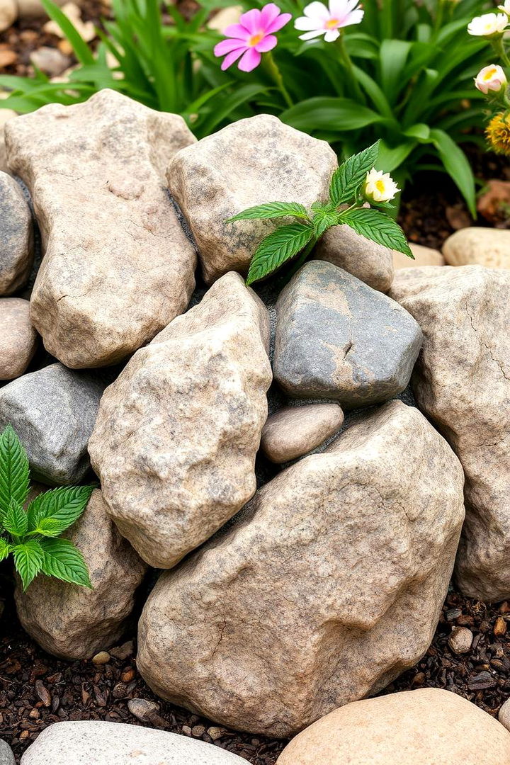 Textured Rock Accents - 22 River Rock Edging Ideas
