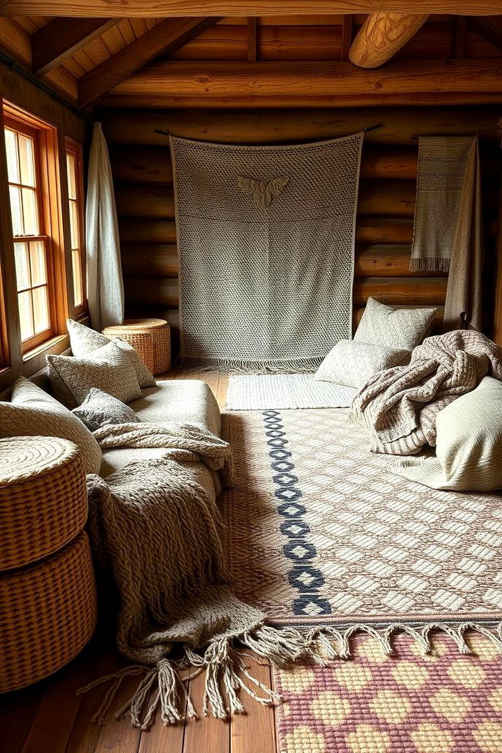 Textured Rugs and Throws - 22 Cabin Decor Ideas