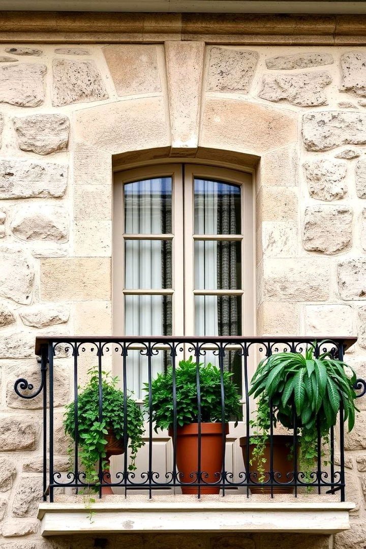 Textured Stone Details - 22 French Balcony Ideas