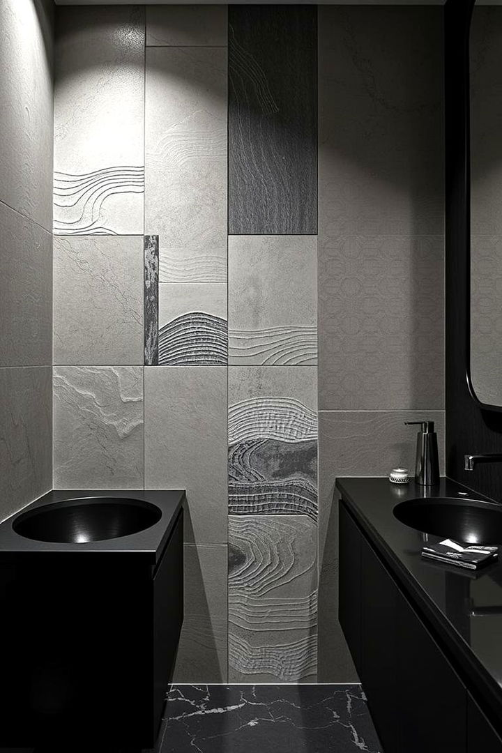 Textured Surface Variety - 22 bathroom with black countertops ideas