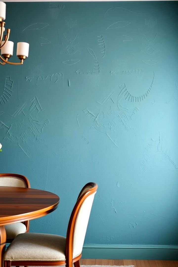 Textured Teal Walls - 22 Teal Dining Room Ideas
