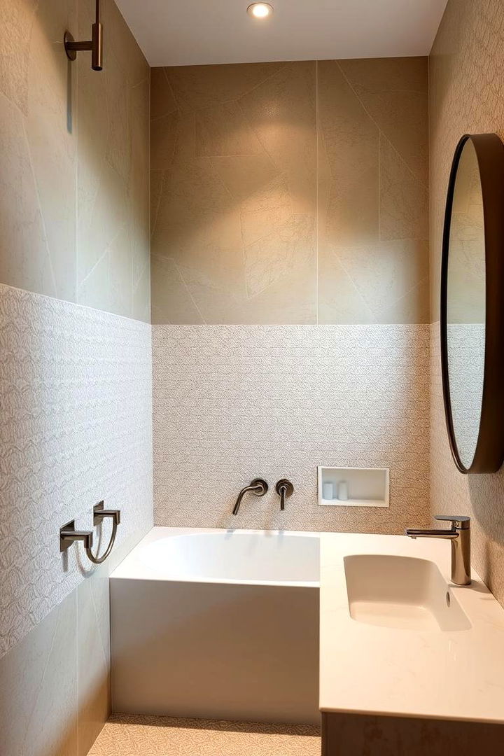 Textured Tiles and Patterned Surfaces - 22 Beige Bathroom Ideas