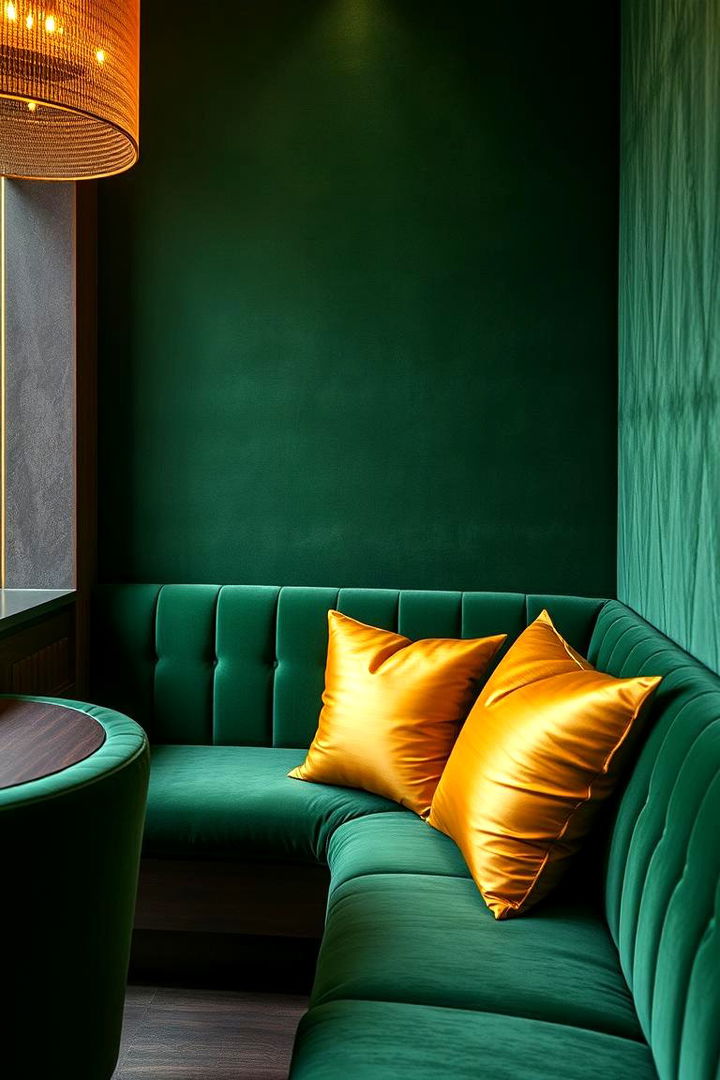 Textured Velvet Upholstery - 22 Green and Gold Living Room Ideas