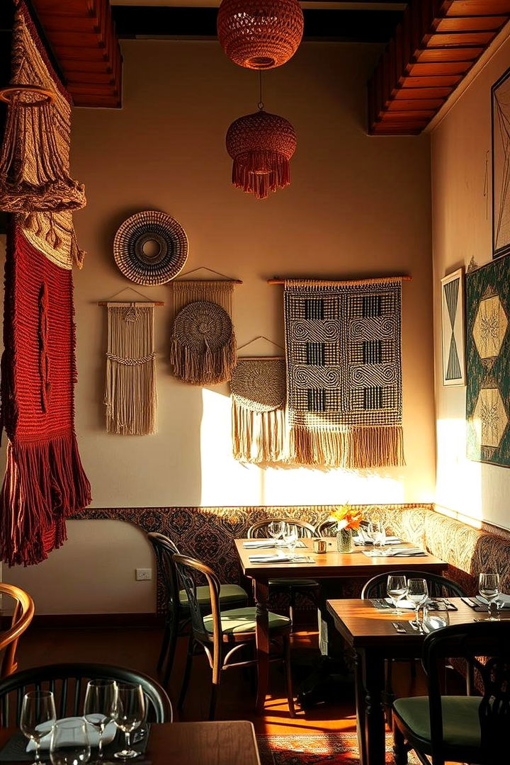 Textured Wall Hangings and Patterns - 22 Boho Dining Room Ideas