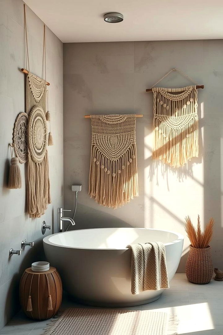 Textured Wall Hangings - 22 Boho Bathroom Ideas
