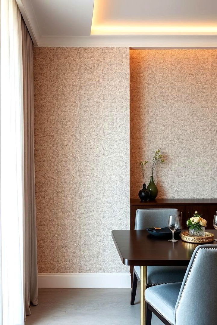 Textured Wallpaper Accent - 22 Dining Room Accent Wall Ideas