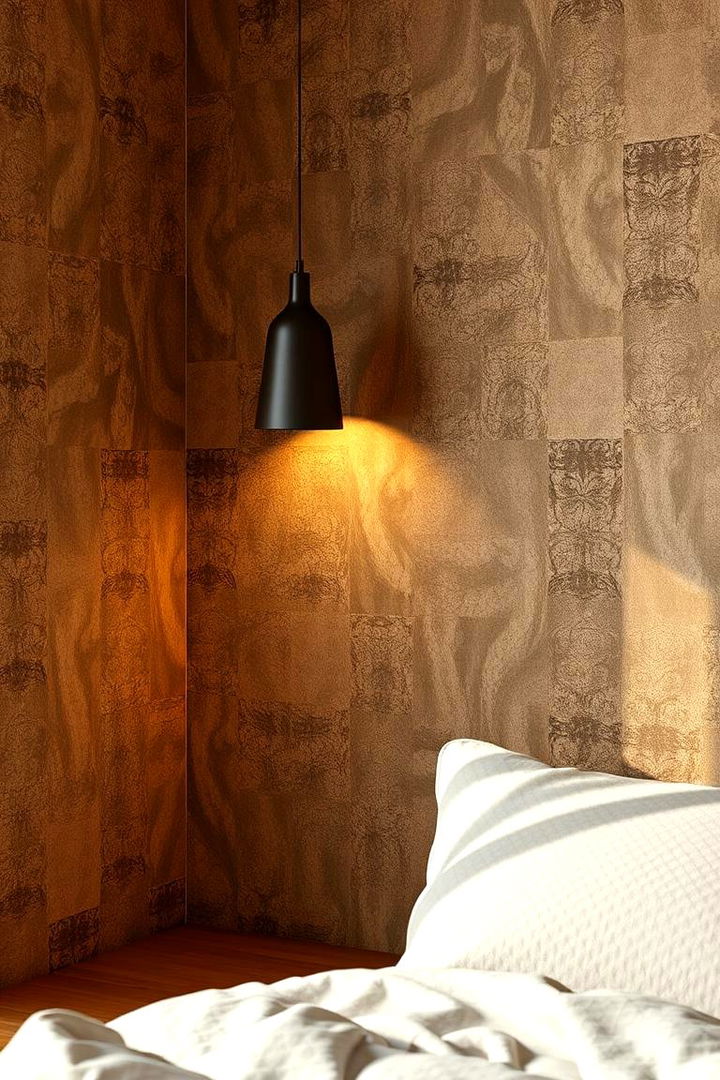 Textured Wallpaper Accent - 22 Bedroom Accent Wall Ideas