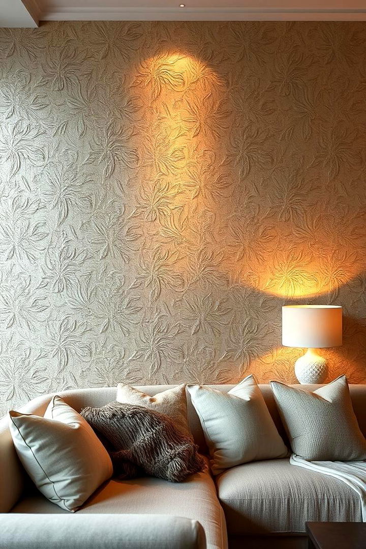 Textured Wallpaper Wonder - Living Room Accent Wall Ideas for Bold Statements