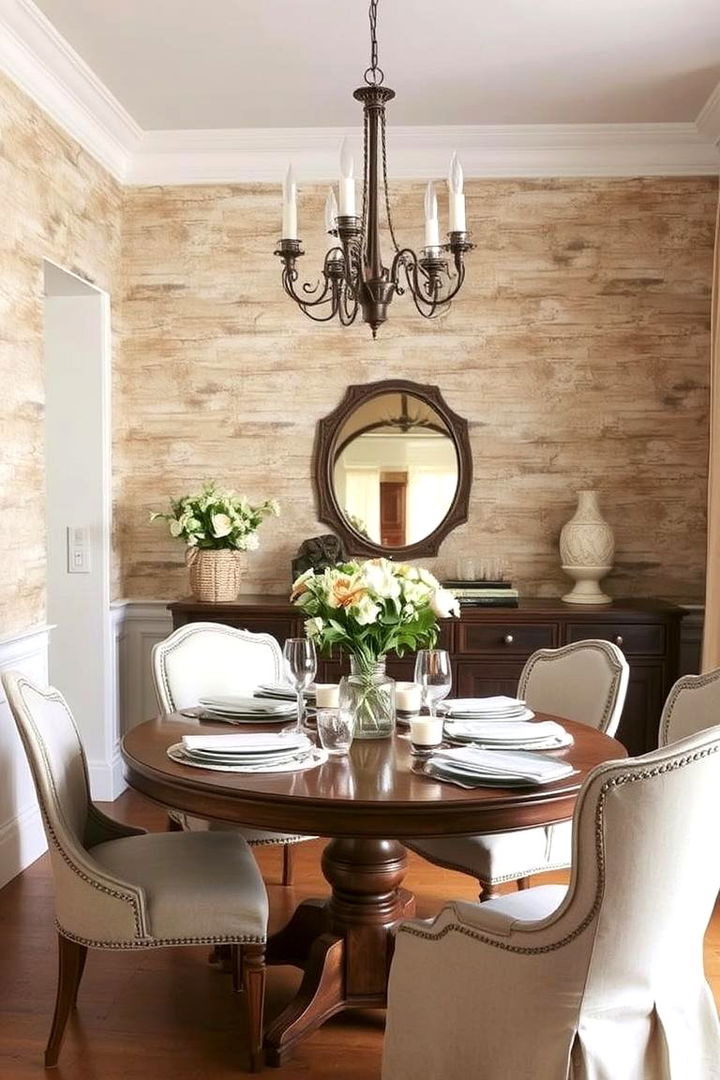 Textured Wallpapers - 22 French Country Dining Room Ideas