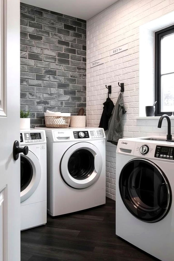 Textured Walls - 22 Black and White Laundry Room Ideas